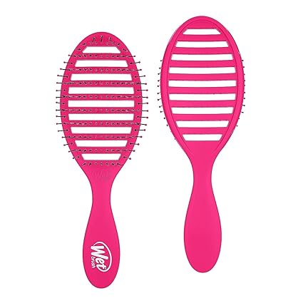 Wet Brush Speed Dry Detangler (Pink)- Ergonomic, Heat Flex Bristles, Blow Dry, Detangling Knots, Snag-Free, Anti-Static Brush for All Hair Type